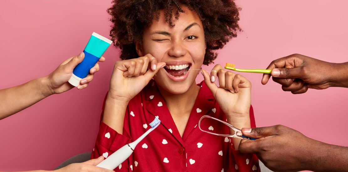 A lady choosing brushing options
