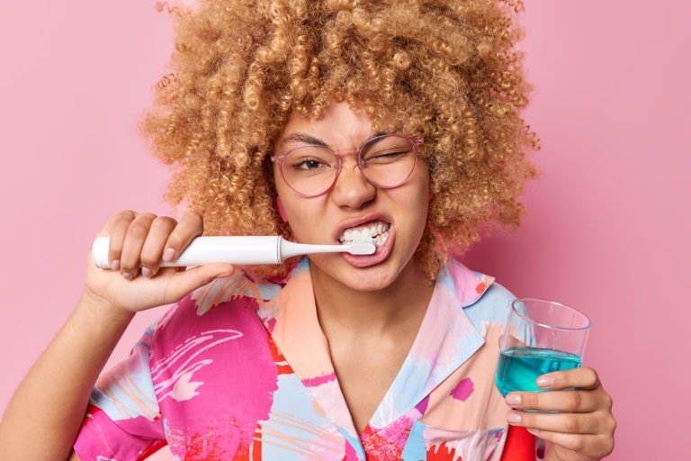 a women brushing in rush